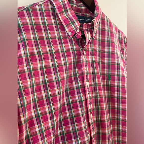 Ralph Lauren Pink Plaid Long Sleeve Button Down Shirt Men’s Size Medium - Picture 3 of 16